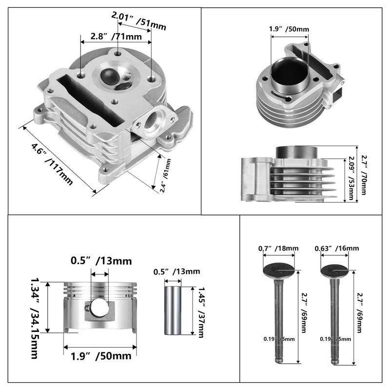 RUTU 69mm Valve GY6 Big Bore Kit 100cc,with 6pin Racing CDI Ignition Coil,Compatible with Big Bore Kit for 49cc, 50cc & 139QMB Scooter Engines - 50mm Cylinder Block, 90cc, Boosts HP & Speed 5-10mph - Image 2